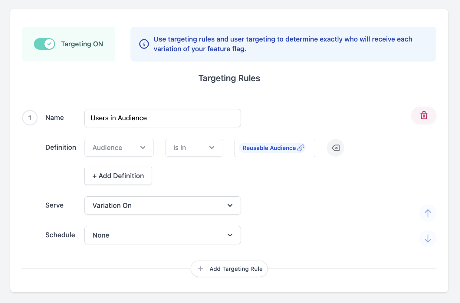 Read-only resuable audience in feature dashboard